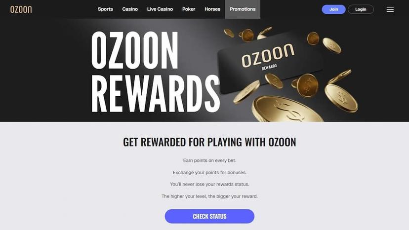 Ozoon Canada Rewards Program page