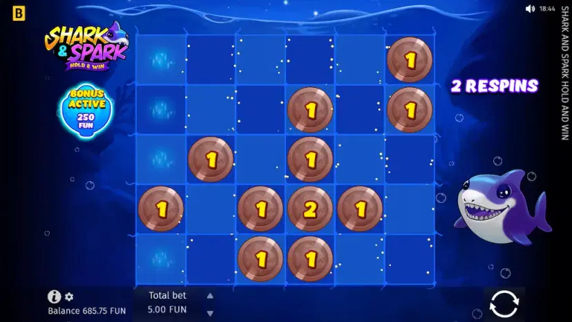 shark & spark hold & win coin spin