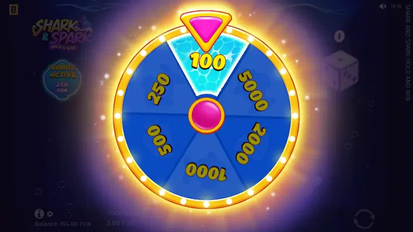 shark & spark hold & win fortune wheel