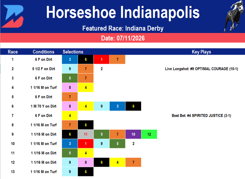 Horseshoe Indianapolis Picks: Grade 3 Indiana Derby (7/11/2026)