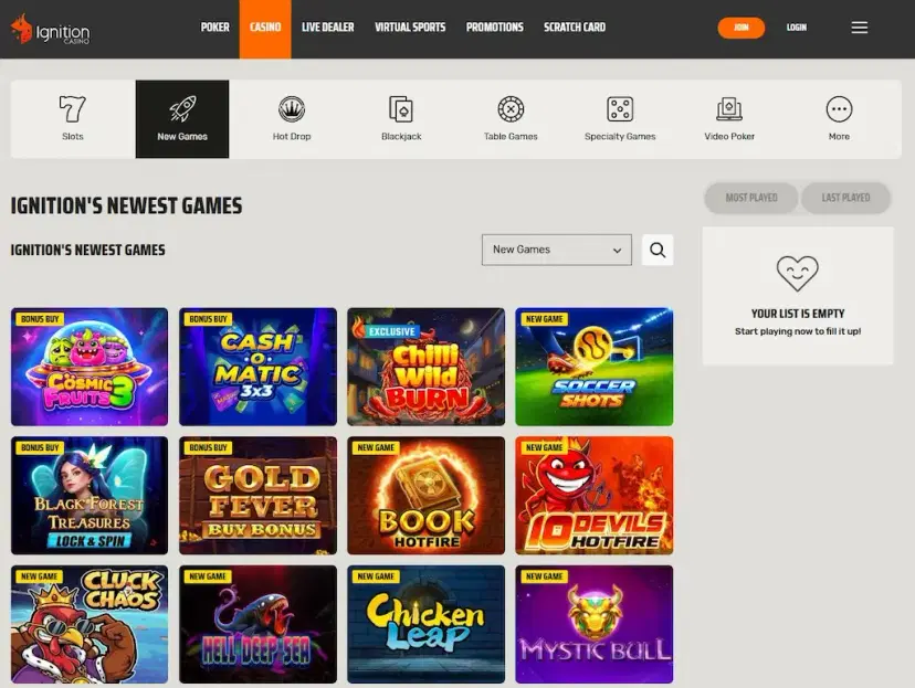 ignition casino games july 2026