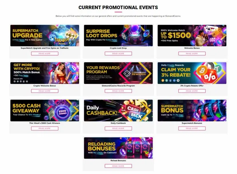 slotsandcasino other bonuses and promotions aug 2026