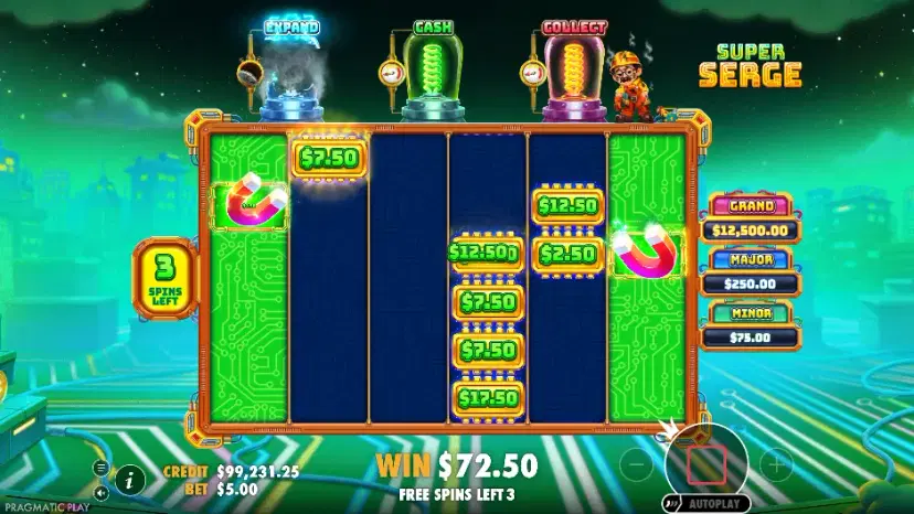 super serge cash collect spins